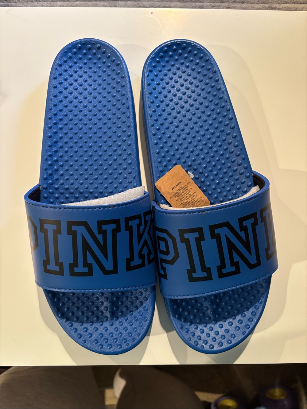 PINK Blue Slide Sandals